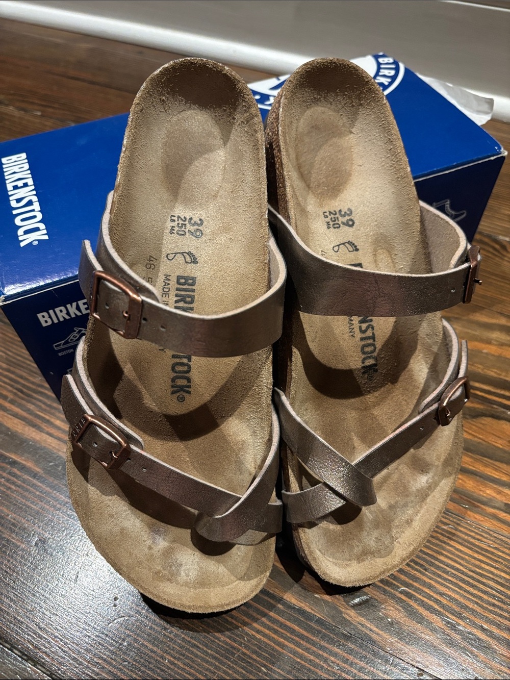 Birkenstock Brown Leather Two-Strap Sandals